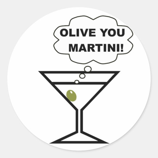Olive You Martini Ronde Sticker (Voorkant)