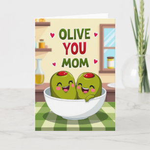 Olive You Moeder Illustratiekaart Kaart