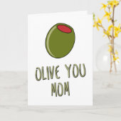 Olive You Moeder, Woordspeling, Moeder Verjaardag, Kaart (Gele Bloem)