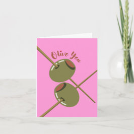 Olive You Mooie Roze Wenskaart Kaart