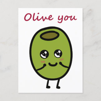 Olive you pun briefkaart voor liefhebbers