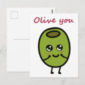 Olive you pun briefkaart voor liefhebbers (Voorkant / Achterkant)