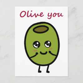 Olive you pun briefkaart voor liefhebbers