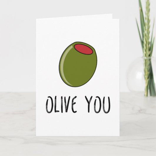 Olive You, Pun, Grappig Ik Hou van Jou, Valentijns Kaart (Voorkant)
