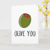 Olive You, Pun, Grappig Ik Hou van Jou, Valentijns Kaart (Gele Bloem)