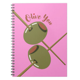 Olive You Schattig Roze Spiraal Notebook Grappig Notitieboek