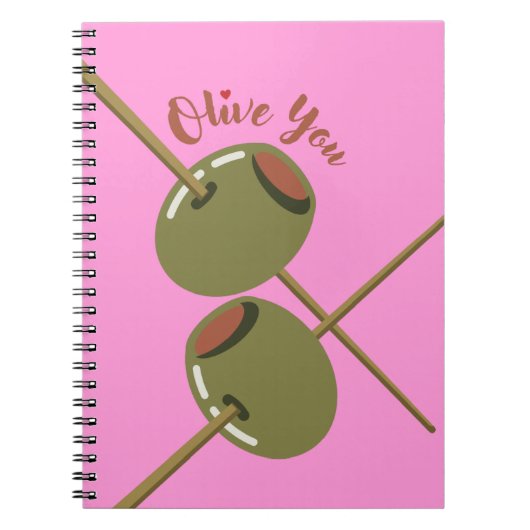 Olive You Schattig Roze Spiraal Notebook | Grappig Notitieboek (Voorkant)