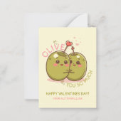 “Olive You So Much” Cute Pun Valentine’s Day Card Notitiekaartje (Voorkant)