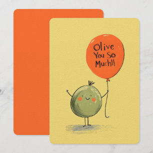 Olive You So Much - Een ballon en een glimlach Kaart