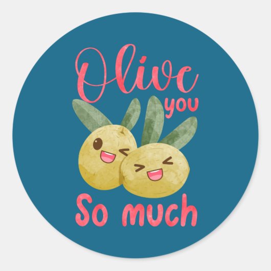 Olive You So Much Funny Food Pun Baby  Ronde Sticker (Voorkant)