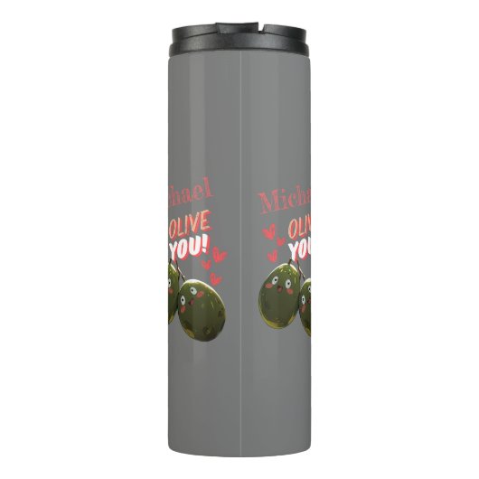 Olive You Twee Olijven Harten Thermosbeker (Achterkant)