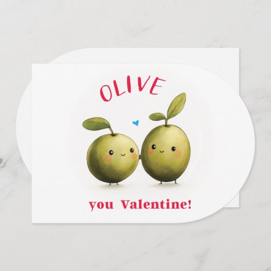Olive You Valentijn Kaart (Voorkant / Achterkant)