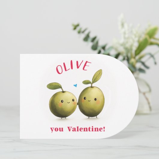 Olive You Valentijn Kaart (Staand voorkant)