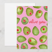 Olive You Waterverf Feestdagenkaart (Voorkant / Achterkant)