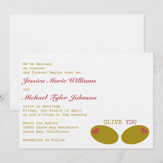 Olive You Wedding Kaart (Voorkant / Achterkant)