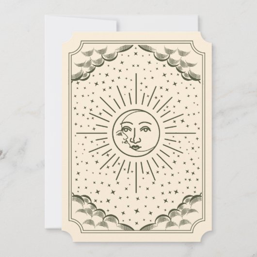 Olive Zon & Maan Tarot Gotische bruiloft uitnodigi Kaart (Achterkant)