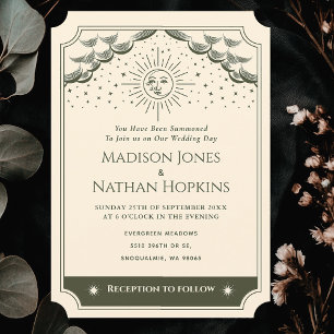 Olive Zon & Maan Tarot Gotische bruiloft uitnodigi Kaart