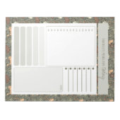 Olivegroene dagelijkse planner met botanische afdr notitieblok (Voorkant)