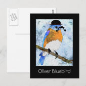 Oliver Bluebird met snor, bowler briefkaarten (Voorkant / Achterkant)