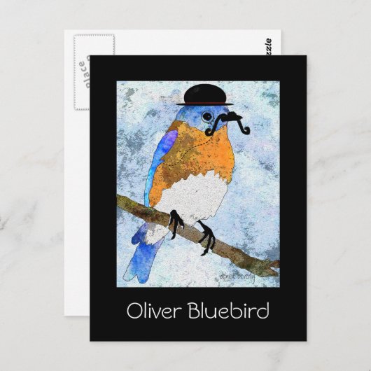 Oliver Bluebird met snor, bowler briefkaarten (Voorkant / Achterkant)