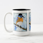 Oliver Bluebird met snor, bowler mok (Links)