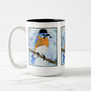 Oliver Bluebird met snor, bowler mok