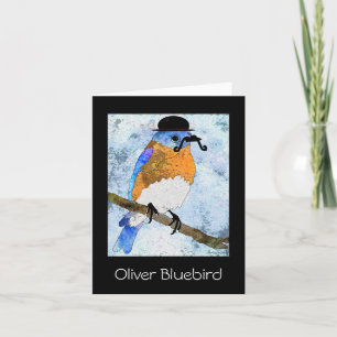 Oliver Bluebird met snor, bowler notecard Kaart