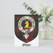 Oliver Clan Crest Badge Tartan Briefkaart (Staand voorkant)