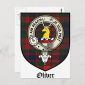 Oliver Clan Crest Badge Tartan Briefkaart (Voorkant / Achterkant)