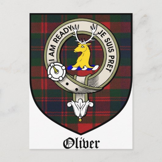 Oliver Clan Crest Badge Tartan Briefkaart (Voorkant)
