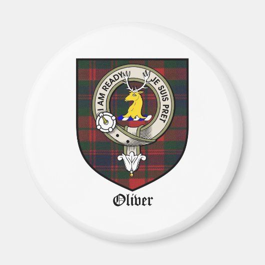 Oliver Clan Crest Badge Tartan Magneet (Voorkant)