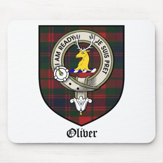 Oliver Clan Crest Badge Tartan Muismat (Voorkant)