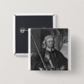 Oliver Cromwell illustratie Vierkante Button 5,1 Cm (Voorkant /achterkant)