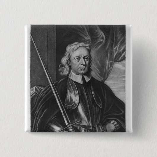 Oliver Cromwell illustratie Vierkante Button 5,1 Cm (Voorkant)