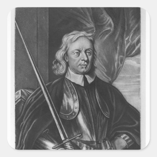 Oliver Cromwell illustratie Vierkante Sticker (Voorkant)