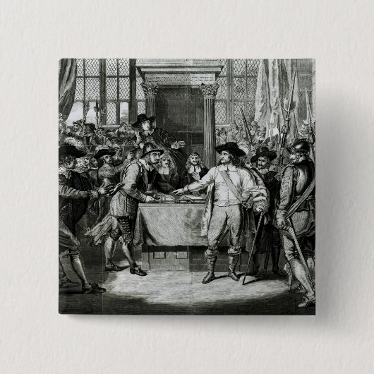 Oliver Cromwell Vierkante Button 5,1 Cm (Voorkant)