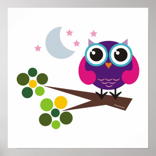 oliver de kinder decor van de uil poster (Voorkant)