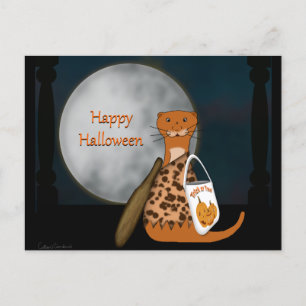 Oliver De Otter Die Poseert In Zijn Halloween Kost Briefkaart