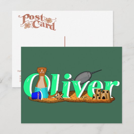 Oliver De Otter Is Aan Het Strand Briefkaart (Voorkant / Achterkant)