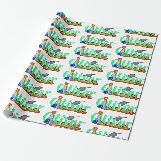 Oliver De Otter Is Aan Het Strand Cadeaupapier (Uitgerold)