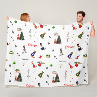 Oliver De Otter Kerst Random Patroon Fleece Deken