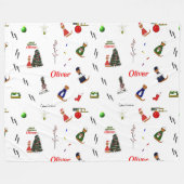 Oliver De Otter Kerst Random Patroon Fleece Deken (Voorkant (Horizontaal))