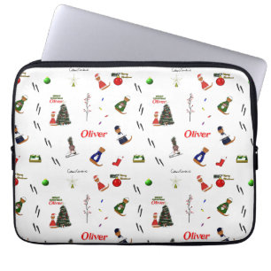 Oliver De Otter Kerst Random Patroon Laptop Sleeve
