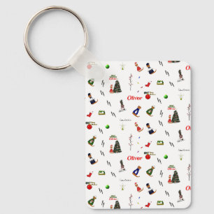 Oliver De Otter Kerst Random Patroon Sleutelhanger