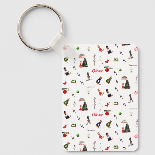 Oliver De Otter Kerst Random Patroon Sleutelhanger (Voorkant)