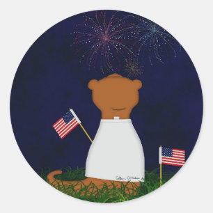 Oliver De Otter Kijkt Naar Vuurwerk Ronde Sticker