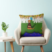 Oliver De Otter Rivier Wolf Meer Herfst Polyester Kussen (Stoel)