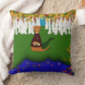 Oliver De Otter Rivier Wolf Meer Herfst Polyester Kussen (Deken)
