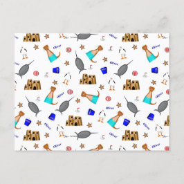 Oliver de Otter Zomer Strand vakantie patroon Feestdagenkaart