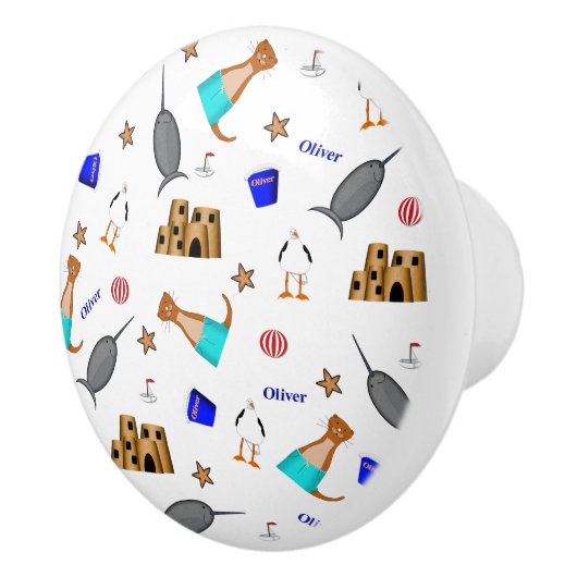 Oliver de Otter Zomer Strand vakantie patroon Keramische Knop (Rechts)